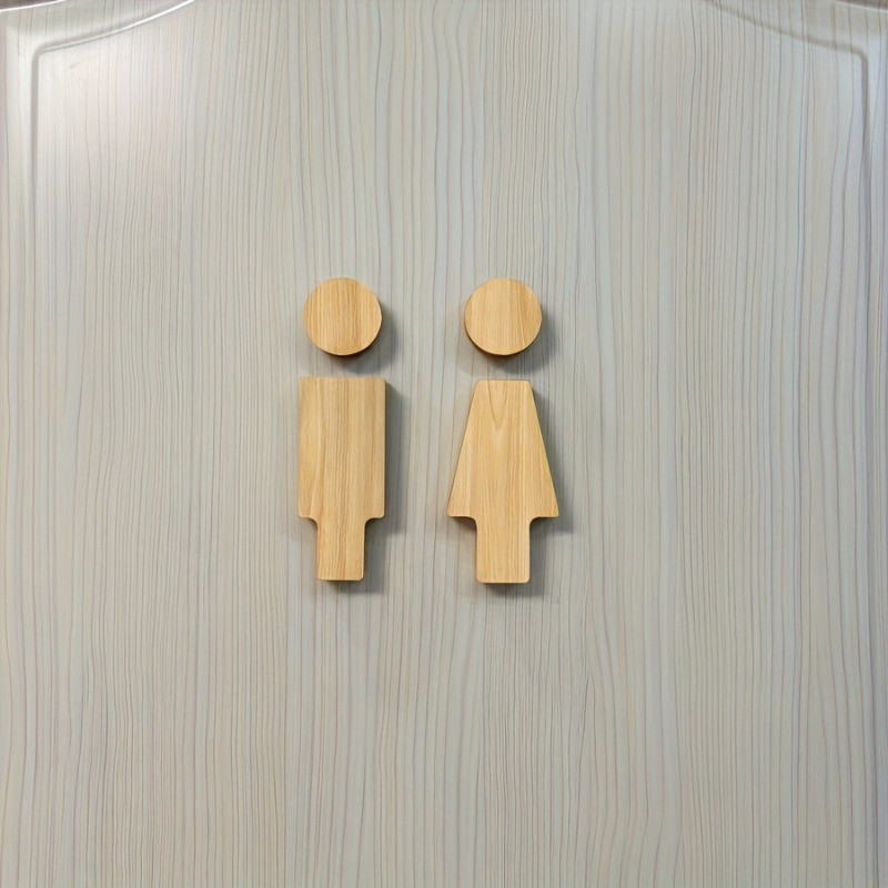 Home Bathroom Sign - قطعتان من لافتة الحمام الخشبية لأبواب