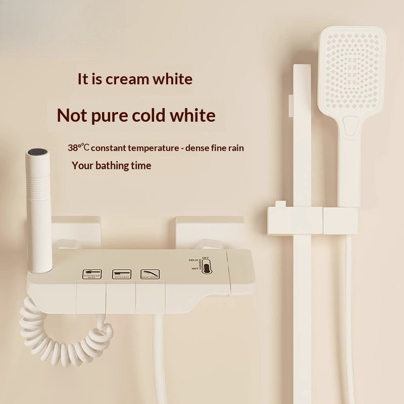 Home Bathroom Shower - طقم دش كريمي سهل التركيب بدون