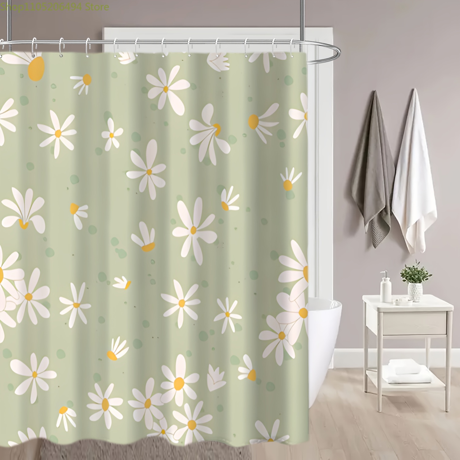 Home Bathroom Design Ideas - ستارة حمام بتصميم زهرة الأقحوان اللطيفة،