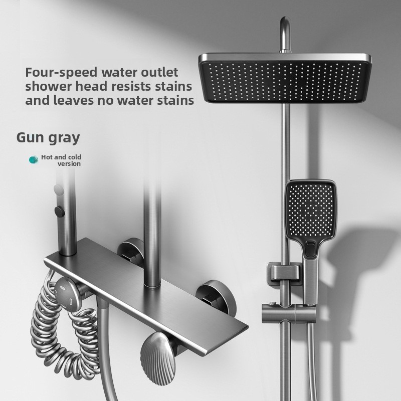 Home Bathroom Shower - طقم دش نحاسي بالكامل بلون رمادي