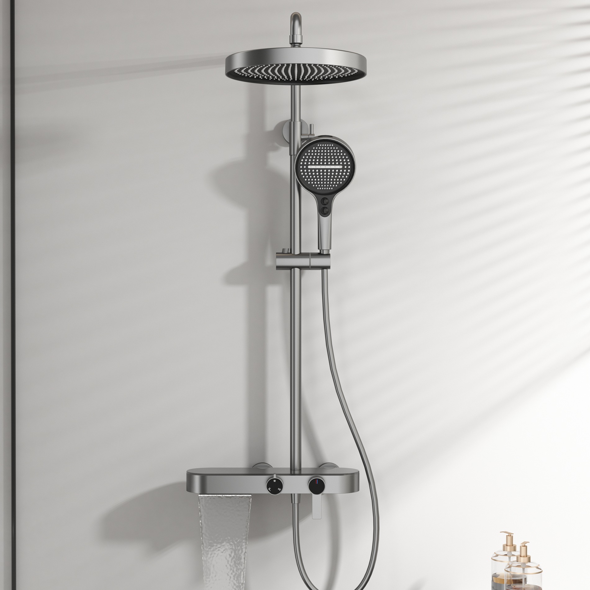 Home Bathroom Shower - طقم دش بلون رمادي معدني للاستخدام