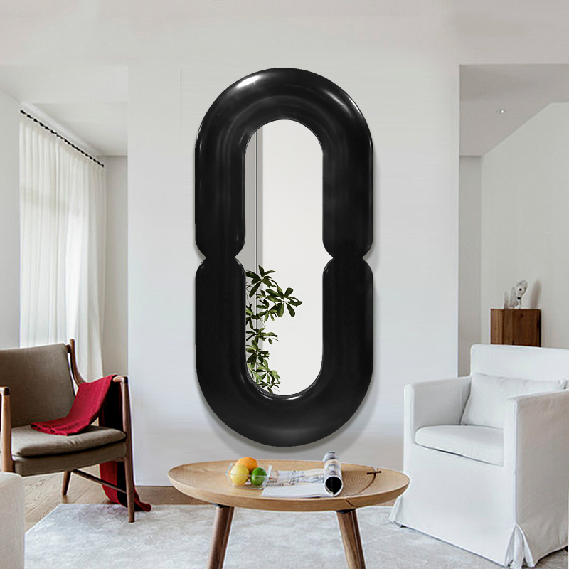 Home Goods Bathroom Mirrors - مرآة حائط بيضاوية سوداء معلقة بتصميم