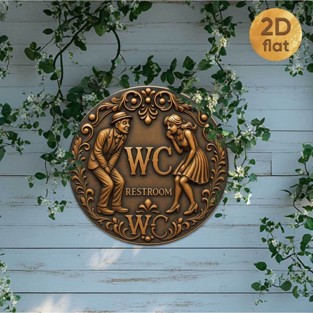 لافتة حديدية دائرية بتصميم عتي - مراجعة Home Bathroom Sign وسعره