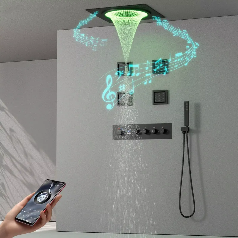 مجموعة دش ذكية بإضاءة LED مع ن - مراجعة Home Bathroom Shower وسعره