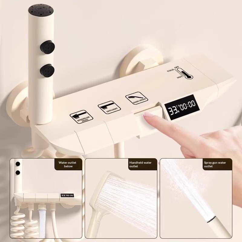طقم دش كريمي سهل التركيب بدون  - مراجعة Home Bathroom Shower وسعره