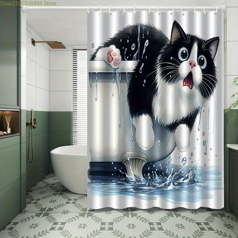 ستارة حمام بتصميم قطة مضحكة تق - مراجعة Home Bathroom Design Ideas وسعره