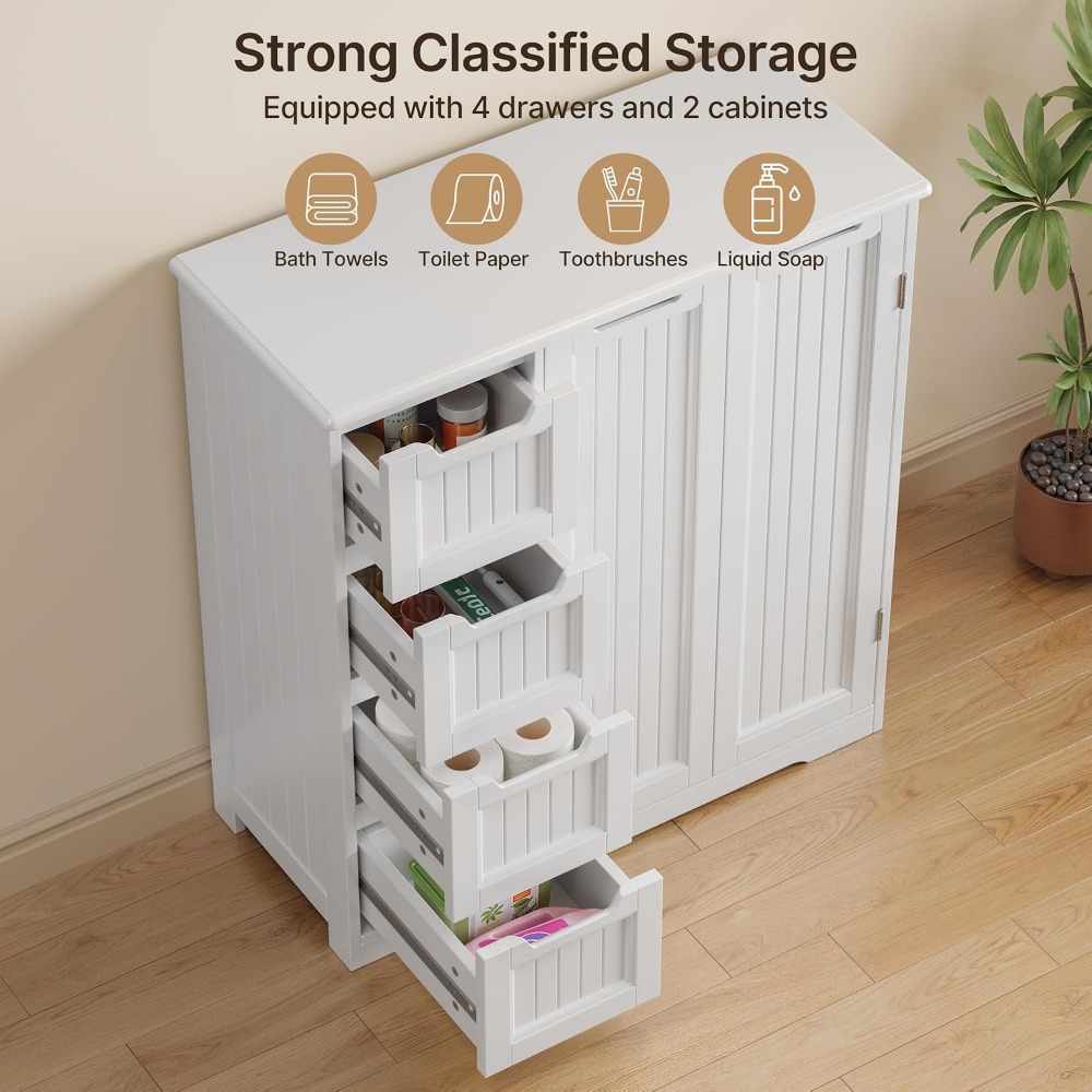 خزانة تخزين للحمام مع 4 أدراج  - مراجعة Home Essentials Bathroom Cabinet وسعره