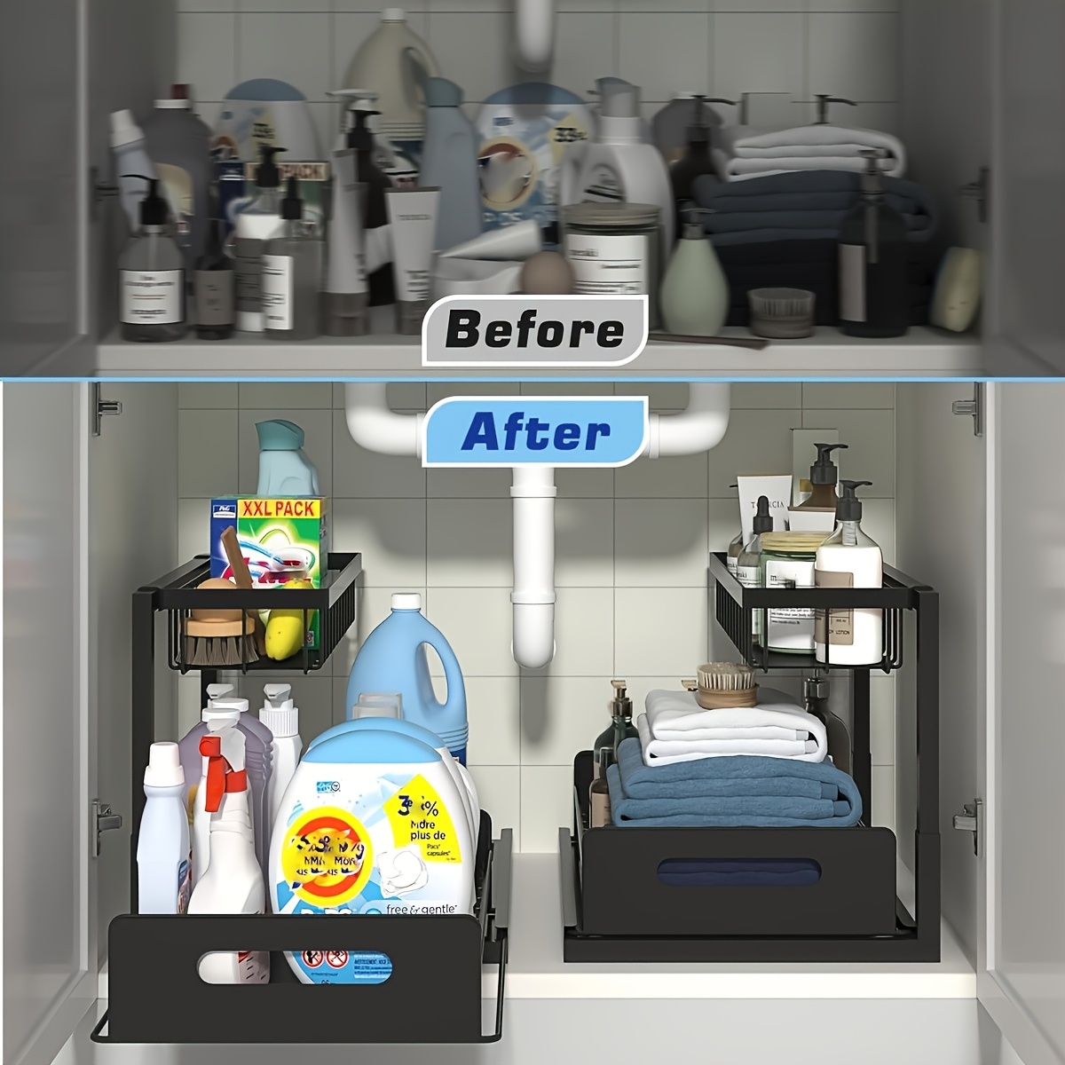 مجموعة أرفف تخزين المطبخ تحت ا - مراجعة Home Essentials Bathroom Cabinet وسعره