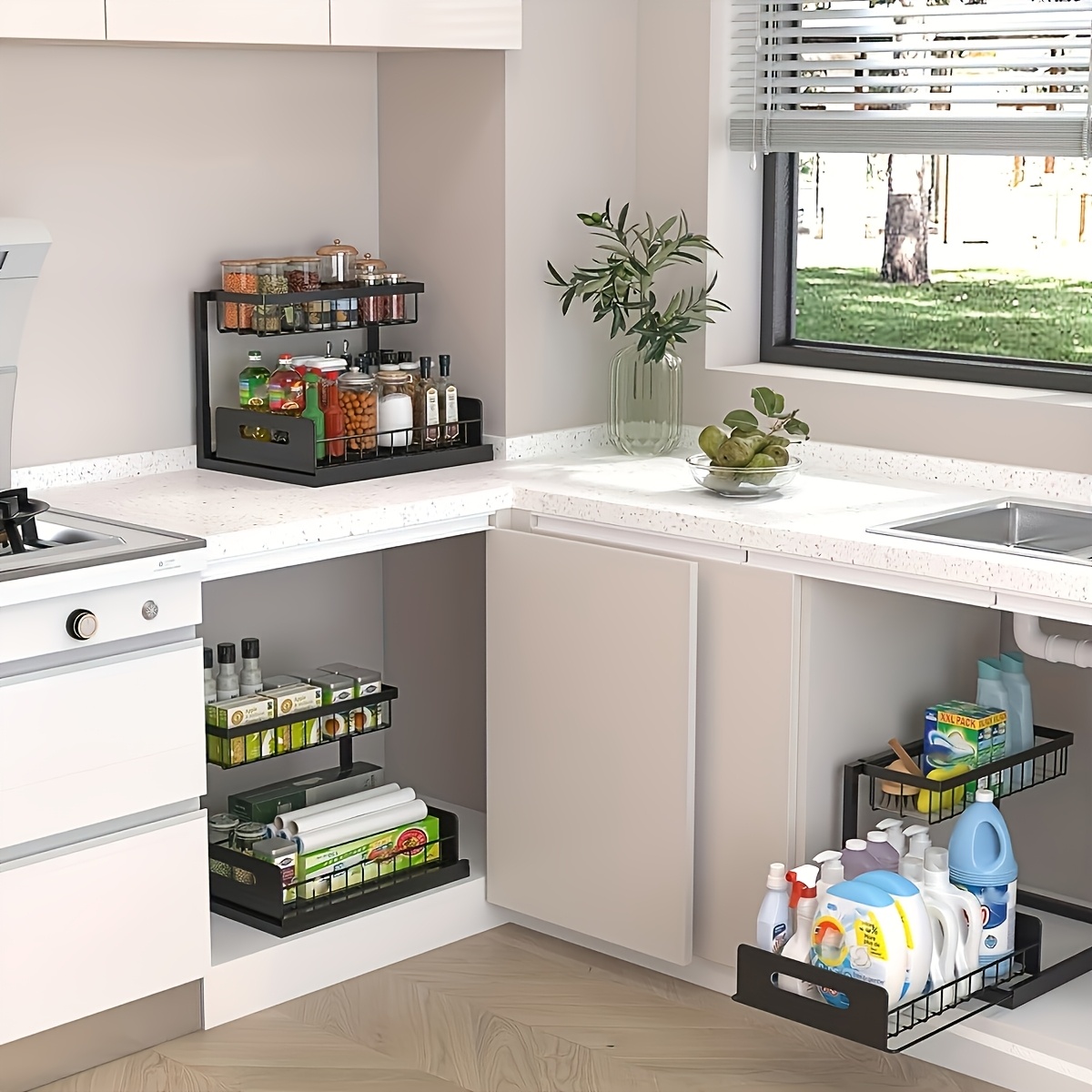 مجموعة أرفف تخزين المطبخ تحت ا - مراجعة Home Essentials Bathroom Cabinet وسعره