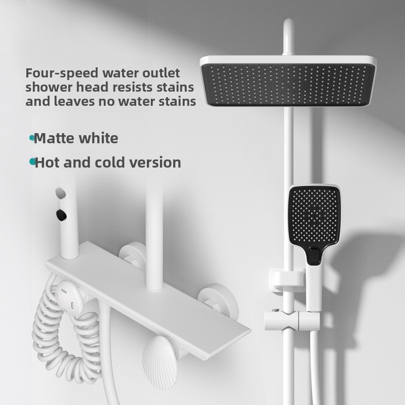طقم دش نحاسي بالكامل بلون رماد - مراجعة Home Bathroom Shower وسعره
