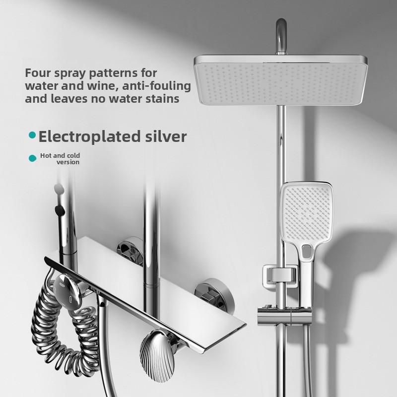 طقم دش نحاسي بالكامل بلون رماد - مراجعة Home Bathroom Shower وسعره