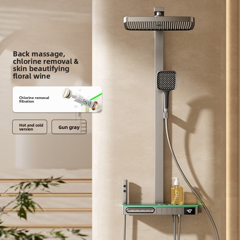 مجموعة دش نحاسية ذكية بشاشة رق - مراجعة Home Bathroom Shower وسعره