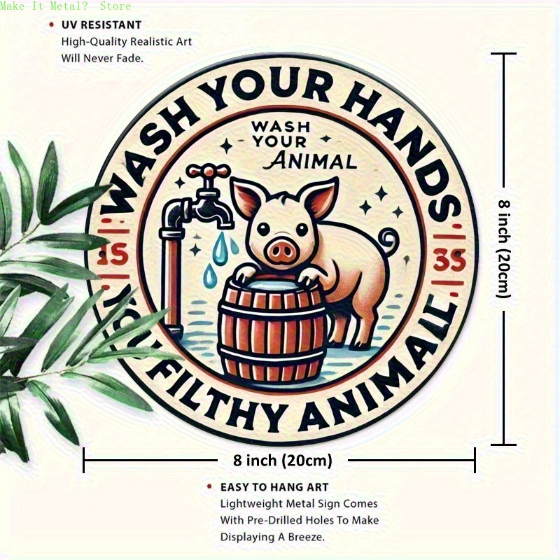 لافتة حمام معدنية مستديرة بتصم - مراجعة Home Bathroom Sign وسعره