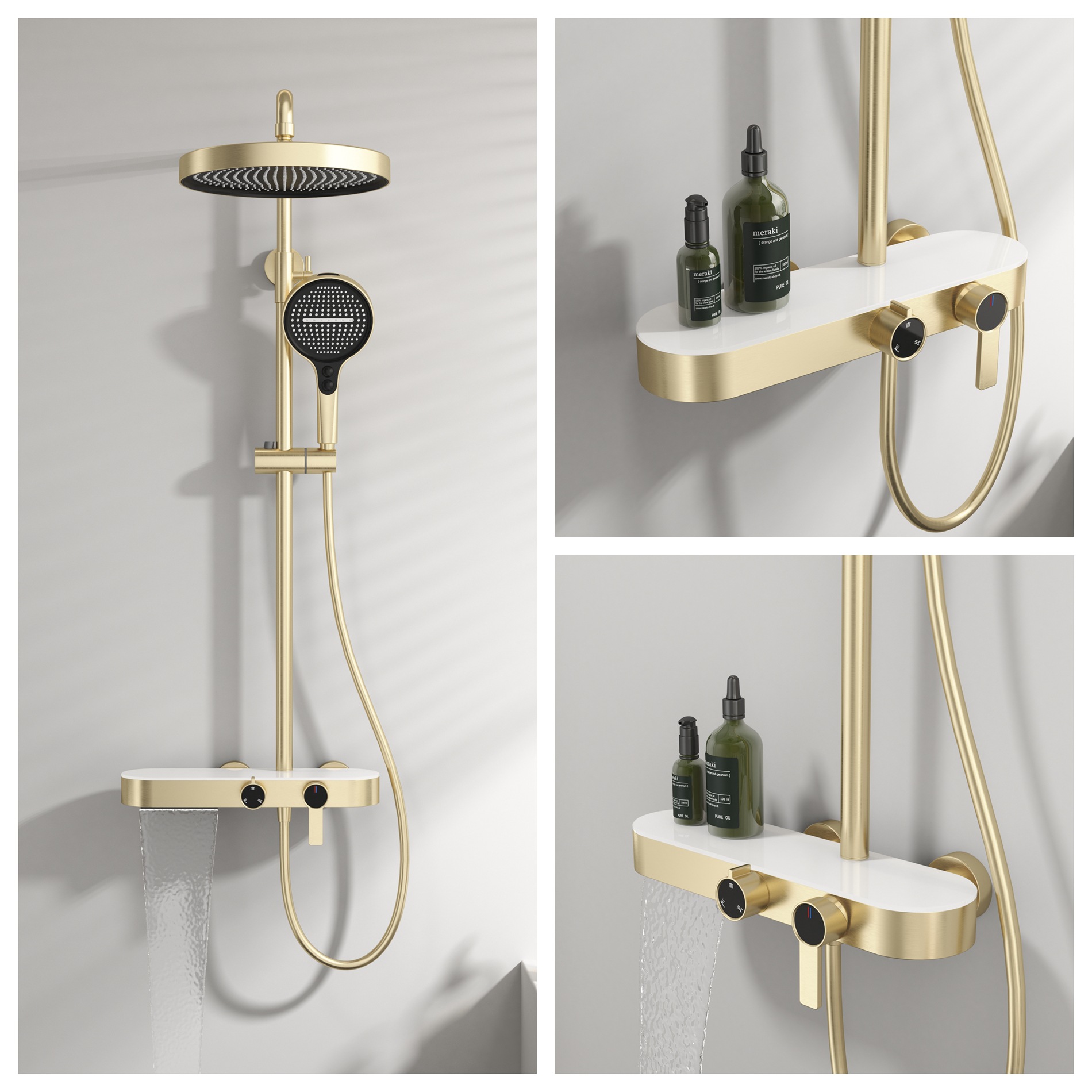طقم دش بلون رمادي معدني للاستخ - مراجعة Home Bathroom Shower وسعره