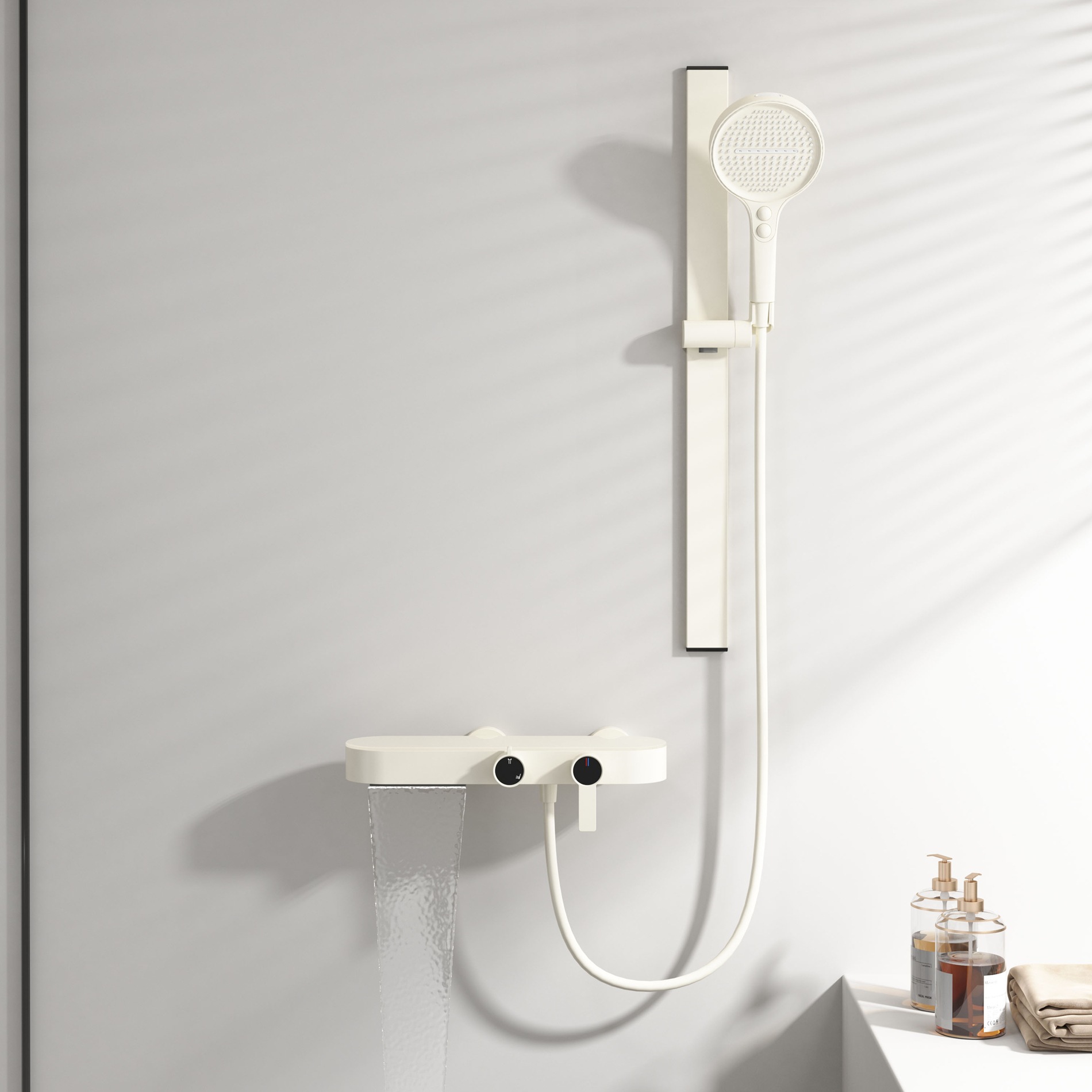 طقم دش بلون رمادي معدني للاستخ - مراجعة Home Bathroom Shower وسعره